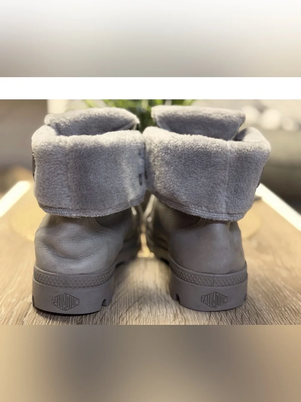 Palladium Baggy Leather Gusset Boots Grey Shearling Fur Lined Winter Men’s Sz 9